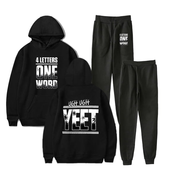 Jey USO 4 Lettres Un Mot Men/Women Fall Suit Hoodies Sportswear Hooded Ankle Banded Pant Two Piece Set
