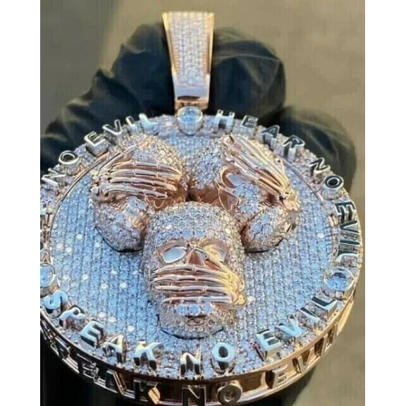 12 CT Round Cut Lab-Created Diamond Classic Skull Men Pendant 14K Rose Gold Over