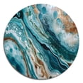 thumbnail image 2 of Designart "Marble Abstraction Blue and Gold IV" Abstract Marble Round Metal Art, 2 of 5