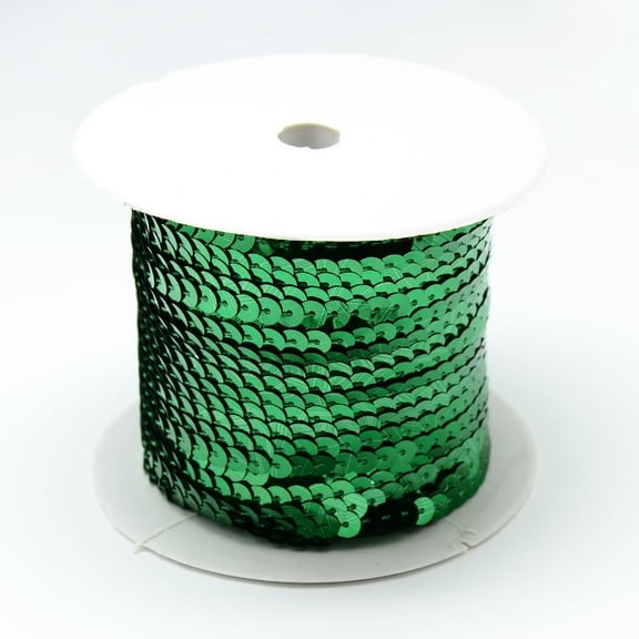 Plastic Paillette Beads Sequins Beads Ornament Accessories Flat Round Green 6mm 100yards/roll DIY Making