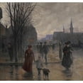 thumbnail image 2 of Robert Koehler 16x15 Black Ornate Wood Framed Double Matted Museum Art Print Titled - Rainy Evening on Hennepin Avenue (C. 1902), 2 of 5