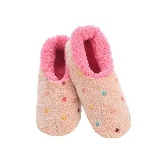 Snoozies Slippers for Women | Lotsa Dots Colorful Cozy, Peach, Size Medium