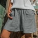 thumbnail image 1 of ICHUANYI Clearance Fashion Women's Summer Casual Waist Elastic Pocket Solid Color Shorts(Gray, XL) ICHUANYI WER2023080909337, 1 of 8