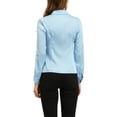 thumbnail image 3 of INSPIRE CHIC Women's Point Collar Button Up Long Sleeve Satin Office Business Casual Shirt, 3 of 6