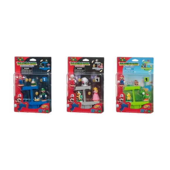 Epoch Games Super Mario Balancing Games, 3 Tabletop Skill Games with Collectible Super Mario Action Figures