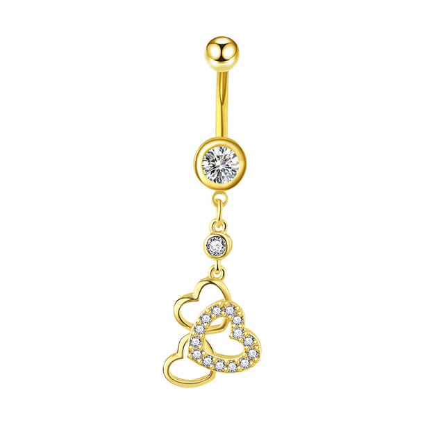 YUEHAO Body chain Love Belly Button Rings Steel Belly Button Rings Navel Barbell Stud Body