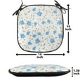 thumbnail image 5 of Flower Chair Seating Cushion Set of 2, Field Flowers Ornate Sunshines Blooms Vacation Swirl Design, Seat Pads for Office with Anti-slip Backing, 16"x16", Blue Reseda Green, by Ambesonne, 5 of 7