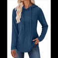 thumbnail image 3 of Sudadera con Capucha de Punto Acanalado Suave para Mujer, Suéter de Larga, Sudadera Ligera y Acogedora para Otoño. Azul S, 3 of 6