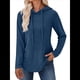thumbnail image 3 of Sudadera con Capucha de Punto Acanalado Suave para Mujer, Suéter de Larga, Sudadera Ligera y Acogedora para Otoño. Azul XXL, 3 of 6