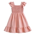 thumbnail image 5 of QSAWXQZ Girls' Smocked Tiered Dress Scoop Neck Flutter Cap Sleeves Solid Reffle Hem Midi Sundress Casual Outfit 2 Years, 5 of 9