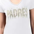 thumbnail image 3 of Women's G-III 4Her by Carl Banks  White San Diego Padres Metallic Drop Lightweight V-Neck T-Shirt, 3 of 3