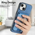 thumbnail image 5 of Case Designed for iPhone 12, Classic Business Anti-falling Detachable Magnetic Card Holder Bag Support Car Magnetic Mount with Finger Ring Kicktand Phone Case Cover - Blue, 5 of 11