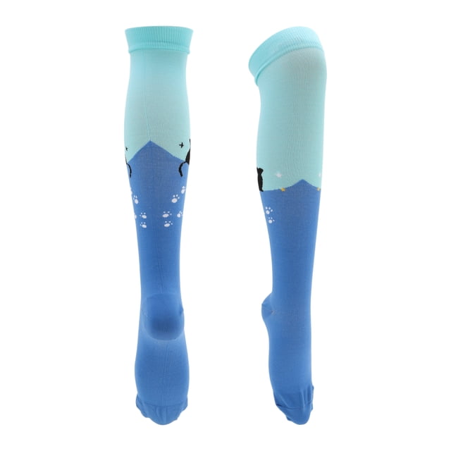 Calcetines de ciclismo Unique Bargains, absorción de sudor, anti-fricción, calcetines para bicicleta al aire libre, azul y verde, tamaño L-XL, unisex, 1 par, patrón de pintura al óleo