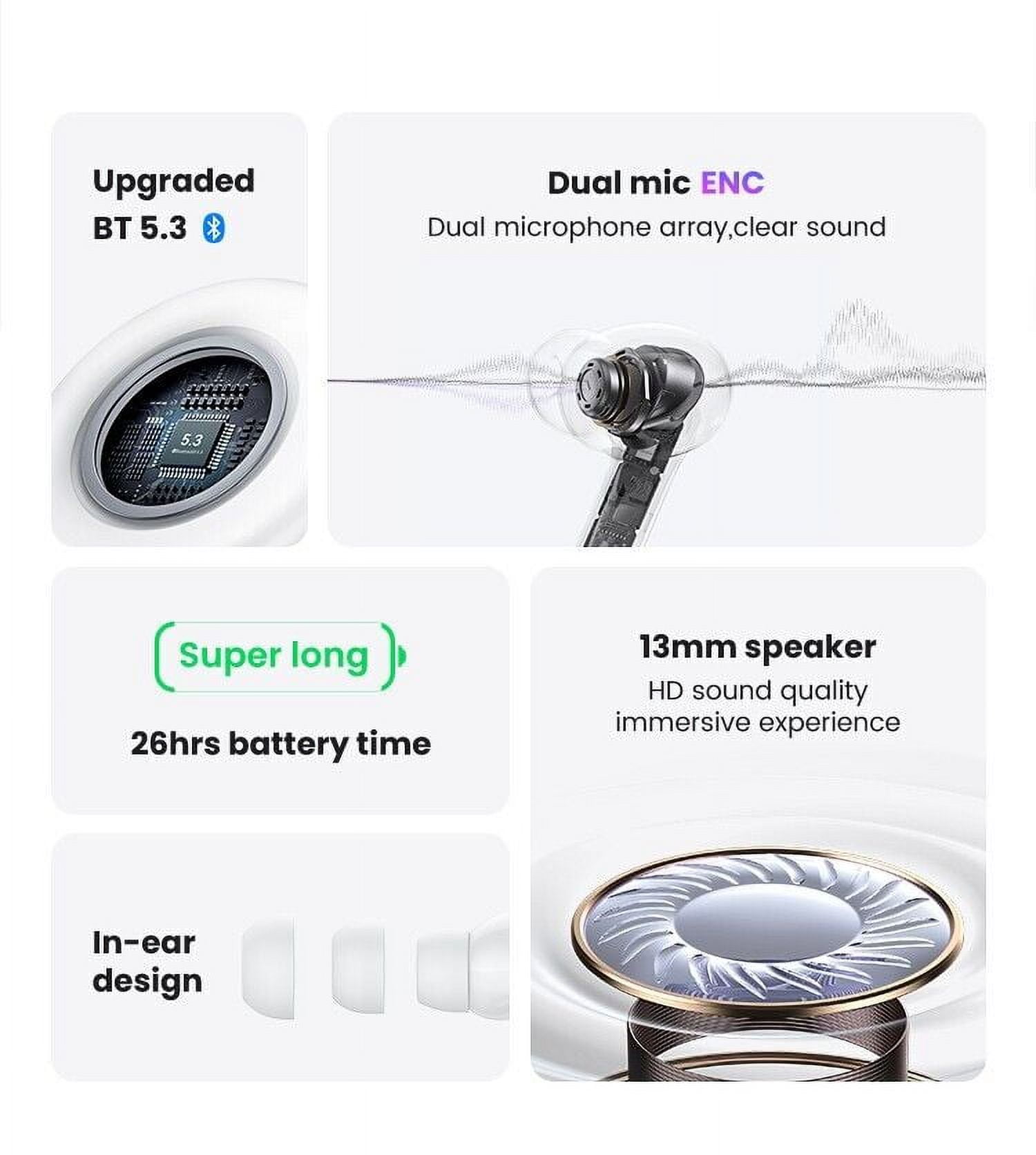 Wireless Earbuds Headphones for Motorola Moto G (2024) Bluetooth 5.3 in-Ear Earphones Headset with Mic and Touch Control TWS Earbuds with Charging Case - White