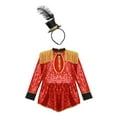 thumbnail image 4 of iiniim Kids Girls Circus Magician Costume Ringmaster Lion Tamer Outfits Drummer Marching Band Team Uniform Red A 8, 4 of 7