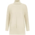 thumbnail image 5 of Knit Tops for Women Oversized Ribbed Turtleneck Batwing Sleeve Side Slit Hem Loose Fall Warm Soft Knit Long Length Tunic Sweater Casual Everyday Oversized Pullover Beige 2XL, 5 of 6