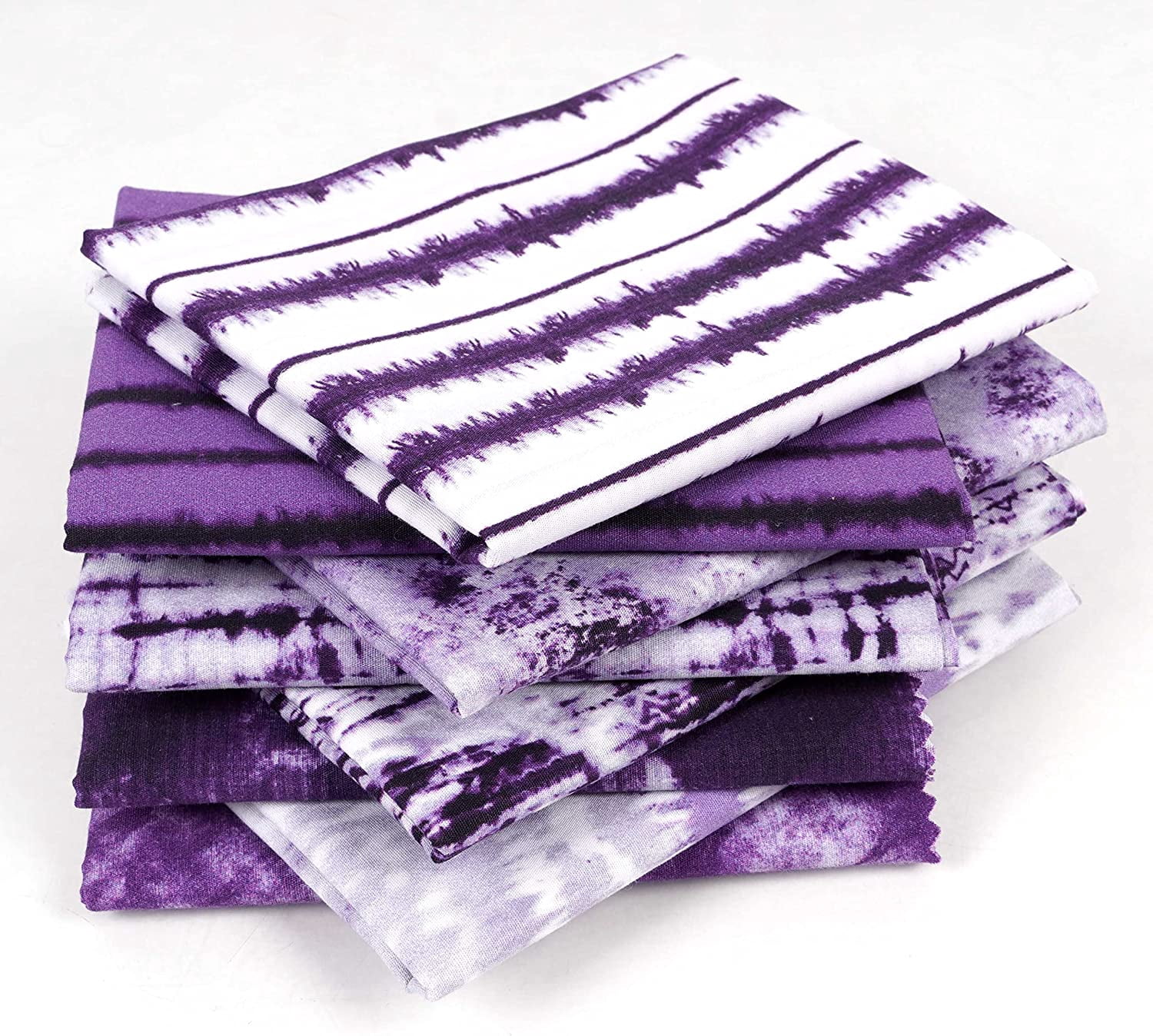 Soimoi 8 Pc Fat Quarter Bundle -Tie & DyePrint 18"x 22"DIY Patchwork-100% CottonPre-Cut Quilting Fabric (Purple & White)