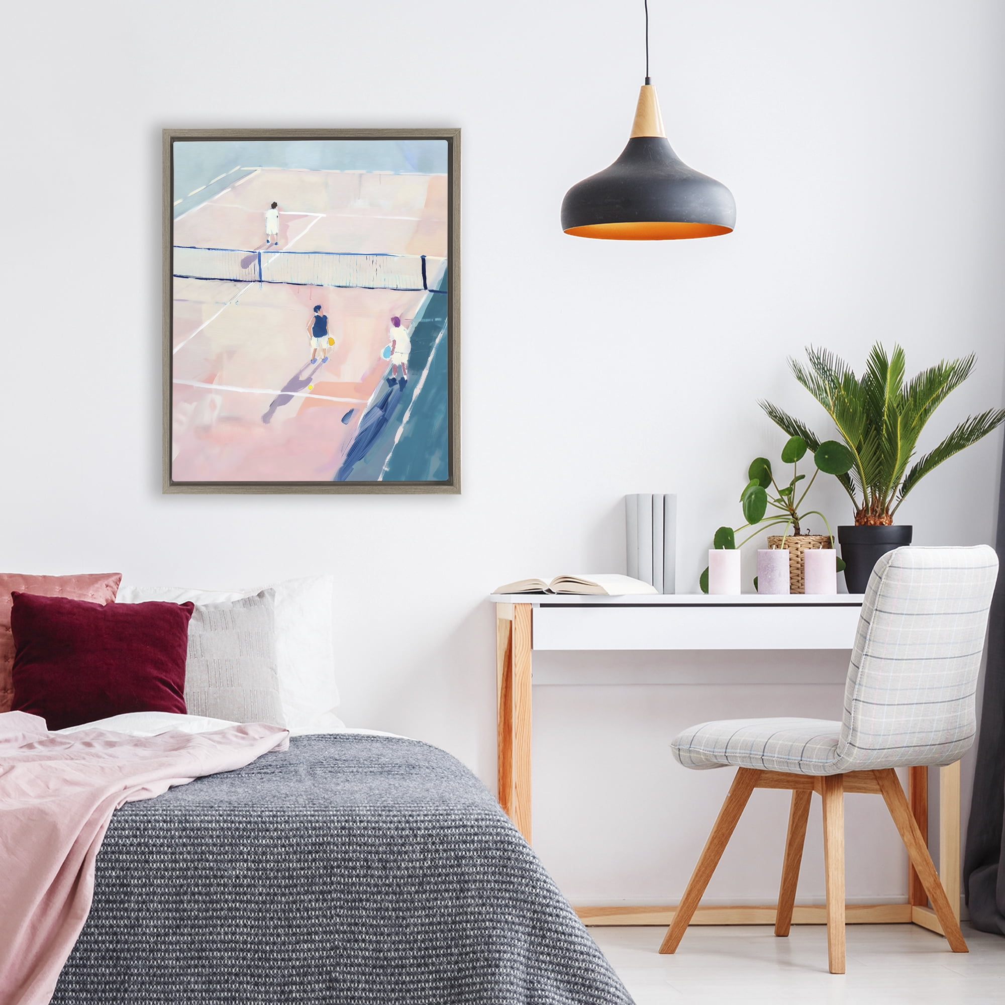 Stupell Industries Summer Game of Tennis Brown Framed Floater Canvas Wall Art, design by The Prints Vibe