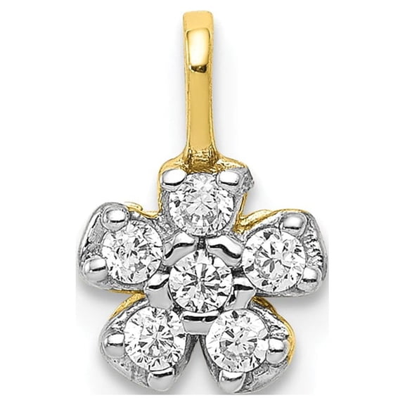10k Yellow Gold Small CZ Flower Charm Pendant
