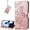Rose Gold, variant on for Oppo A17 Wallet Case for Women Girls, Shiny Butterfly Flower PU Leather Cover with Card Slot Holder Flip Phone Case for Oppo A17 Rhinestone Pink