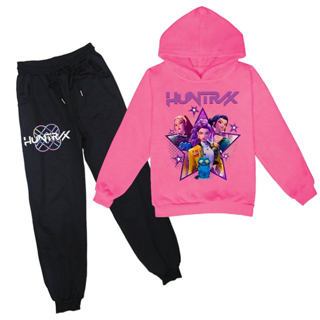 Pop Hooded Sweatshirt Set| Demo-n Hunters Team Cute Cartoon Design|HUNTR/X Rumi,Mire Zoeyy Kids Long Sleeve Hooded Sweatshirt,Comfortable Relaxed Fit Tee for Women, Girls, Daily Lounge Wear