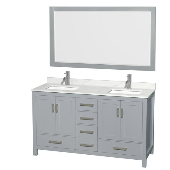 Wyndham Collection WCS141460DGYGTUNSM58 Sheffield 60" Free Standing Double Basin Vanity