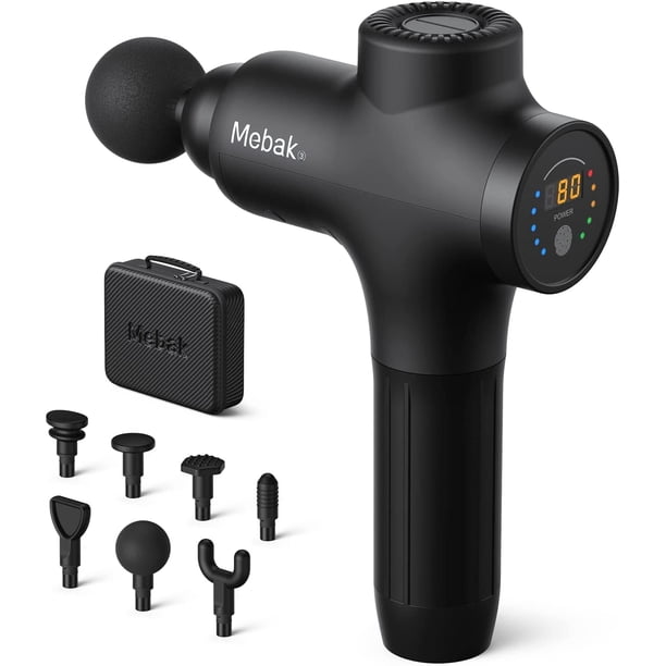 Pistola de masaje Mebak 3 Deep Tissue para atletas con 6 cabezales