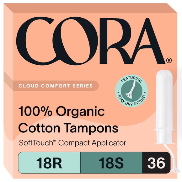 Aplicador orgánico Tampon Cora 36 unidades Regular y Super