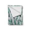 thumbnail image 2 of Geometric Forest Soft Flannel Fleece Throw Blanket, Simplistic Winter Forest Xmas Season Grunge Effect Backdrop, Cozy Plush for Indoor and Outdoor Use, 50" x 60", Reseda Green Pale Grey, by Ambesonne, 2 of 6