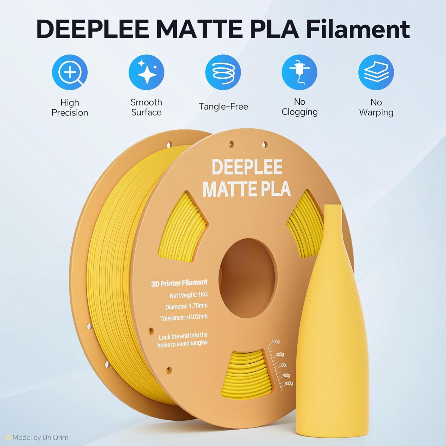 Matte PLA Filament 1.75mm, 3D Printer Filament Dimensional Accuracy +/- 0.02mm, No Clogging, Higher Toughness, Cardboard Spool 3D Filament, 1kg Navy Blue