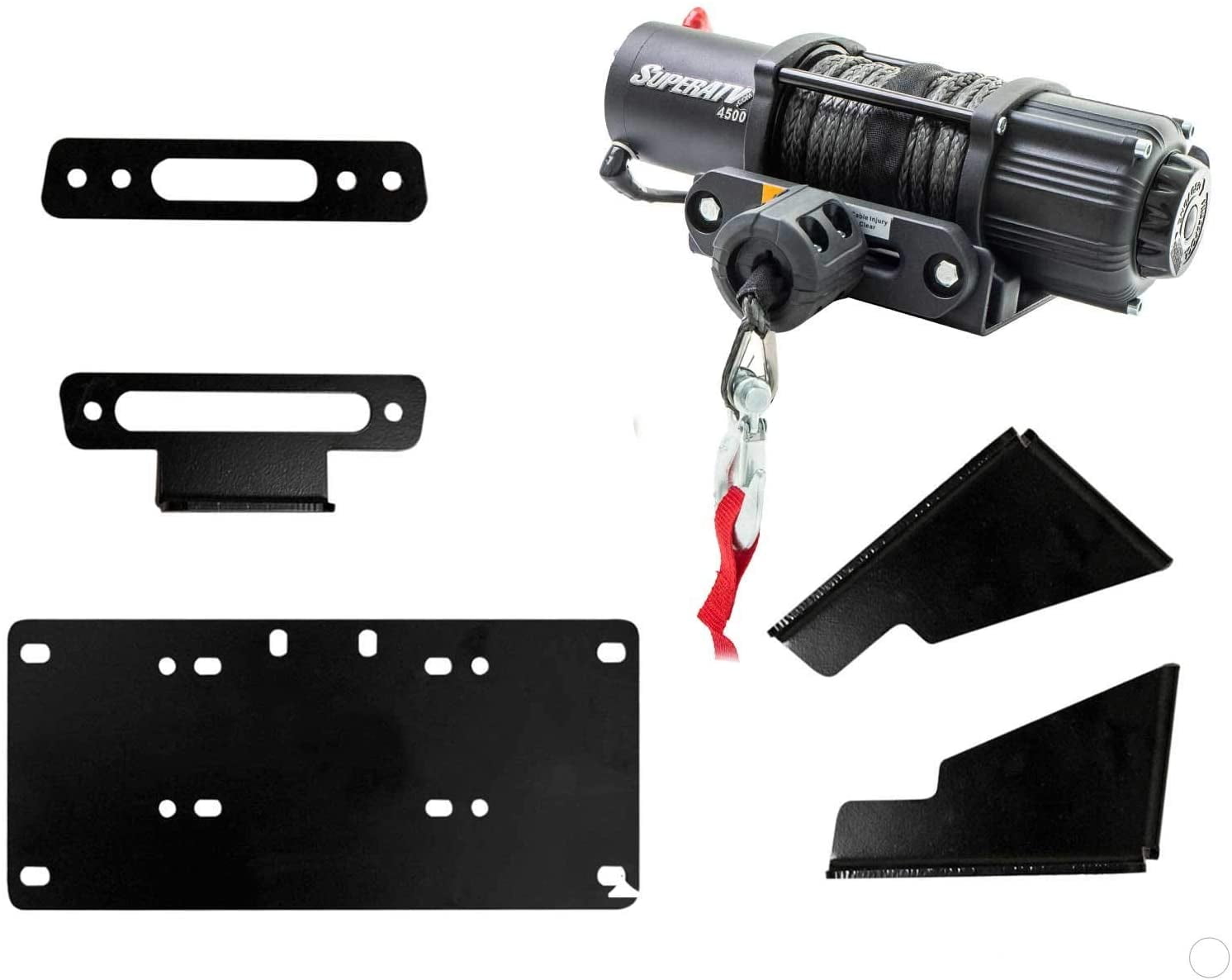 SuperATV 4500 lb Black Ops Winch with Heavy Duty Winch Mounting Plate