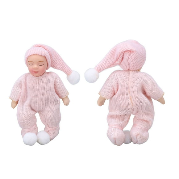 Figura Recién Nacida En Miniatura De Casa De Muñecas, Suéter Rosa Bebé De Porcelana Para Dormir, Escala 1:12 Para Decoración