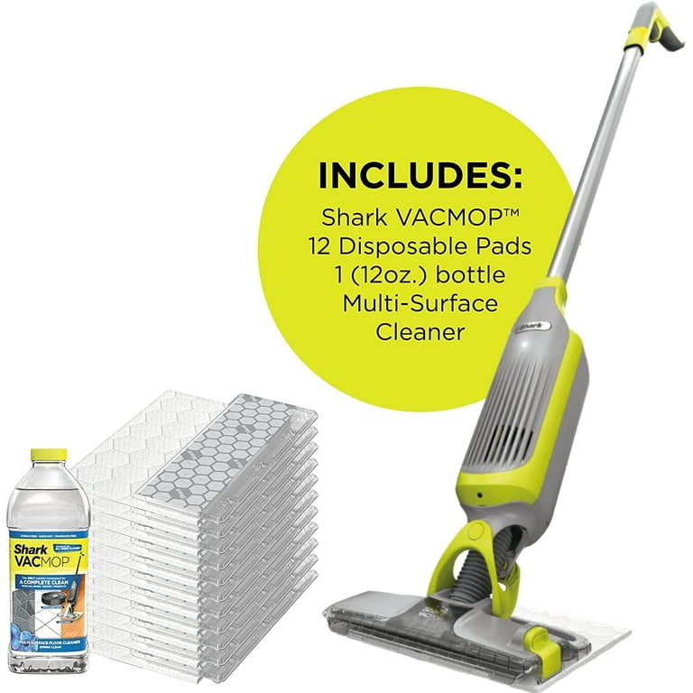 SHARK VM200P12 VACMOP Vacuum Mop Bundle with 12 Disposable VACMOP Pads & 12  oz. Cleaning Solution, Charcoal Gray (Certified Refurbished)