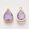 thumbnail image 2 of 50 pc Faceted Glass Pendants with Golden Tone Brass Open Back Settings Teardrop Mixed color 18.5x12x5.5mm Hole: 1.4mm, 2 of 2