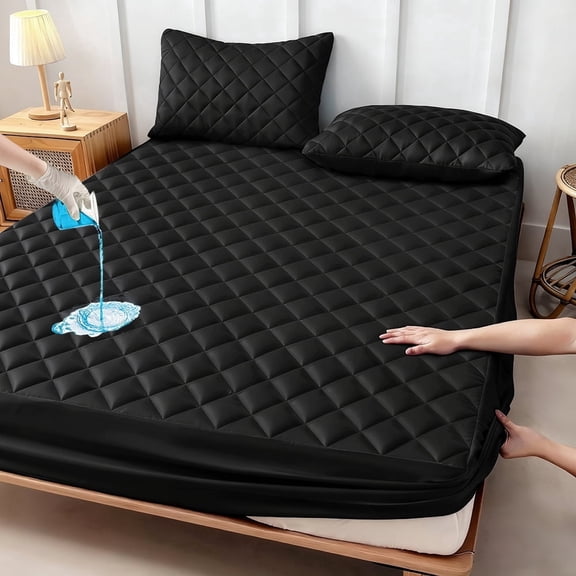 Waterproof Quilted Mattress Protector, Ultra-Soft Fitted Mattress Pad with Deep Pockets, Breathable Cover for Bedroom & Dorm