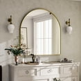 thumbnail image 3 of BEAUTYPEAK 31"x 32" Bathroom Mirror Wall Vanity Arched Mirror, Gold, 3 of 8