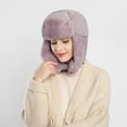 thumbnail image 3 of 1PC Hat Pink Polyester Ladies Winter Plush Fake Thick Hat Ear Protectors Warm Plush Hat, 3 of 8