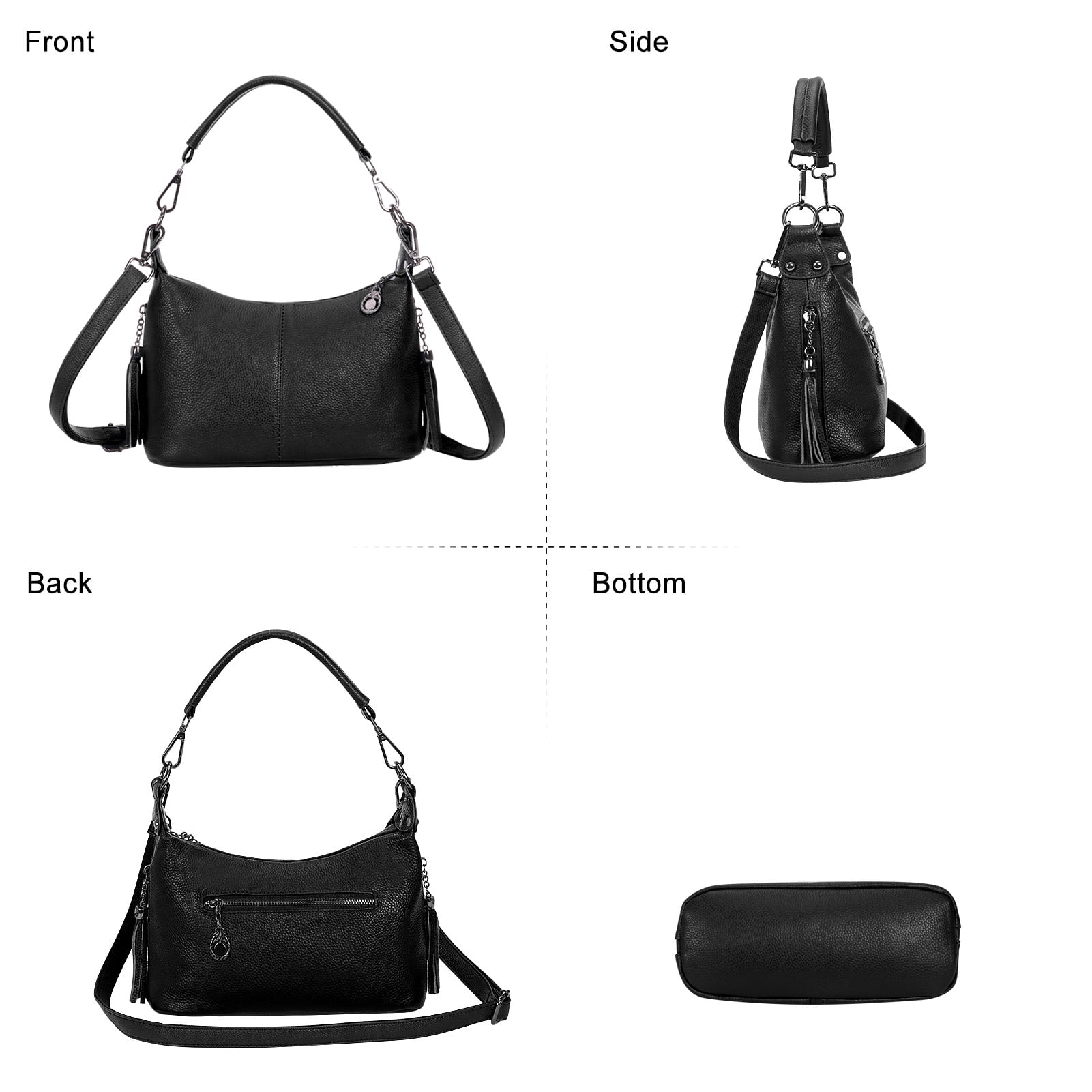 HuaAngel Women's Handbags Soft Genuine Leather Tassel Shoulder Bag Vintage Travel Satchel Purses with 2 Removable Straps