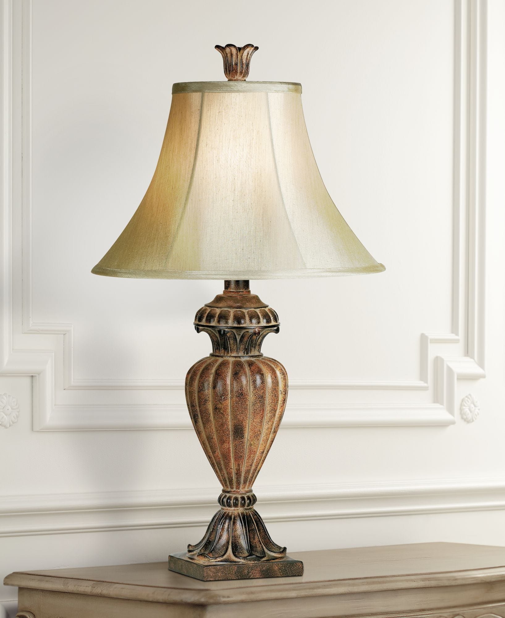 Regency Hill Traditional Table Lamp Urn Two Tone Bronze Off White Bell Shade For Living Room Family Bedroom Bedside Nightstand Walmartcom Walmartcom