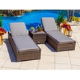 thumbnail image 5 of Sorrento 21-Piece Resin Wicker Outdoor Patio Furniture Combination Set in Brown w/ Sectional Set, Eight-seat Dining Set, and Chaise Lounge Set (Flat-Weave Brown Wicker, Polyester Light Gray), 5 of 8