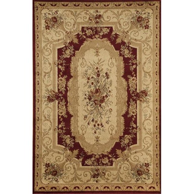 Rugs America 23767 7 ft. 10 in. x 10 ft. 10 in. Sorrento Aubusson Red Rectangular Area Rug