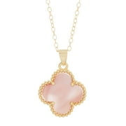 Quatrefoil Pink Mother of Pearl Necklace gold