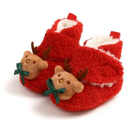 

0-18Months Baby Shoes Christmas Shoes Autumn/Winter Baby boy/Girl Thickened Warm Cotton Shoes Soft Bottom Toddler Shoes Newborn Plus Velvet Boots