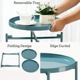 thumbnail image 5 of 2 Tier Round Side Table, Folding Metal End Tables Small Nightstand Accent Table with Two Removable Tray for Bedroom Living Room Bedside Small Spaces Blue Gray, 5 of 19