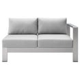 thumbnail image 6 of Lounge Loveseat Sofa, Sunbrella, Fabric, Aluminum, Metal, Steel, Silver Grey Gray, Modern Contemporary Urban Design, Outdoor Patio Balcony Cafe Bistro Garden Furniture Hotel Hospitality, 6 of 7