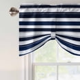 thumbnail image 5 of Navy Blue Tie Up Valances Curtain, Adjustable Kitchen and Black Stripe Abstract Geometric Striped Valances for Windows Decor, Rod Pocket Short Curtains Set for Bedroom/Bathroom, 42"x12", 5 of 9