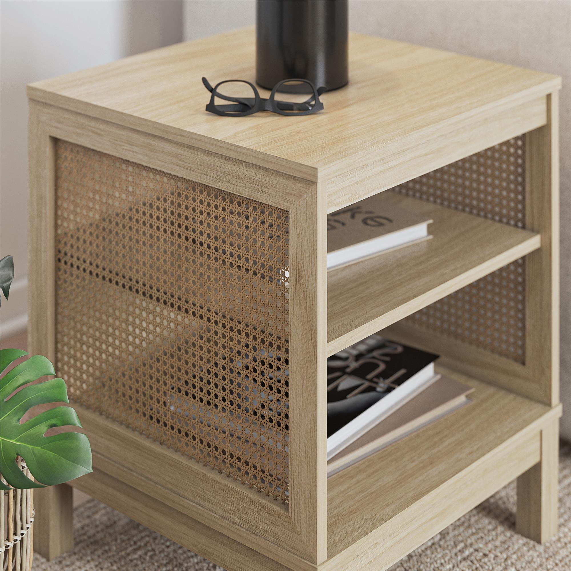 Mainstays Cane Side Table, Spring Pine