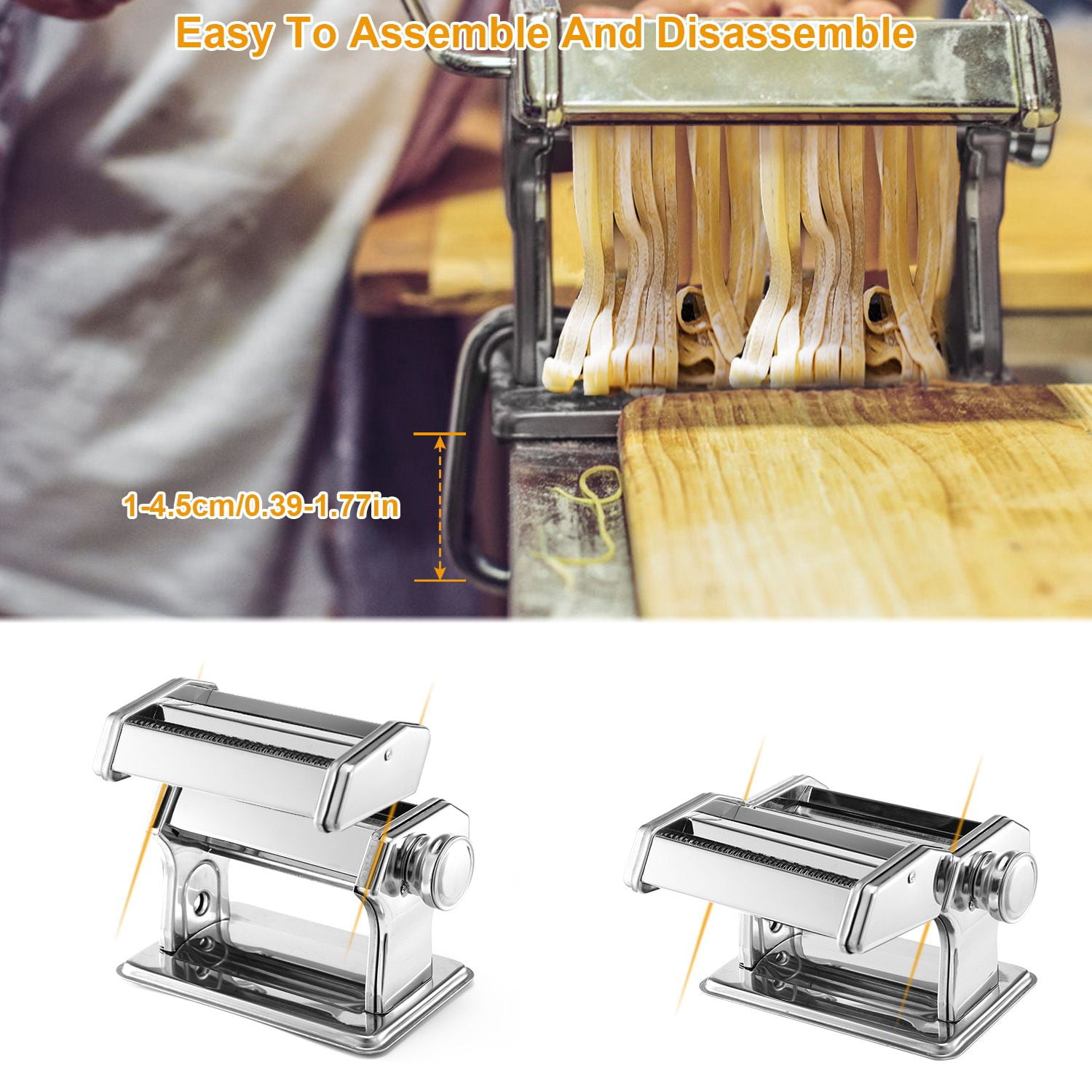 Pasta Maker Roller Machine Fettuccine Noodle Maker 9 Thickness Settings Stainless Steel