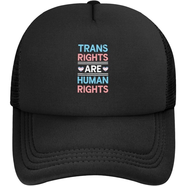 Trans Rights are Human Rights LGBT Mesh Trucker Hat Women Baseball Cap Men Golf Dad Hat Sun Hat Cowboy Hat Black