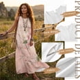 thumbnail image 6 of Xoenoiee Pink Cherry Blossom Print Maxi Dresses for Womens Casual Summer Boho Sleeveless Cotton Linen Flowy Long Dress Ankle-Length Elegant Classy Beach Vacation Ladies Dresses Plus Size, Size M, 6 of 7